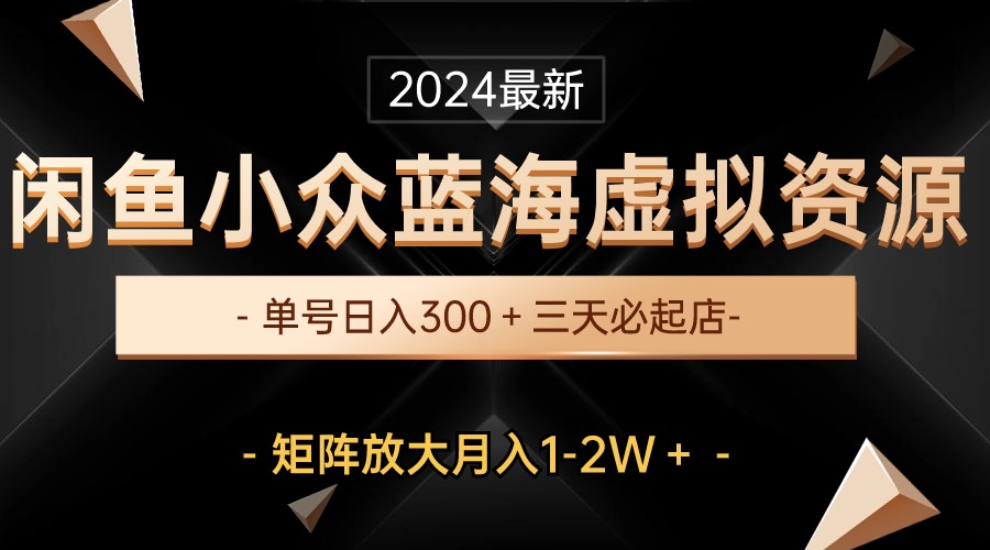 (10336期)最新闲鱼小众蓝海虚拟资源,单号日入300+,三天必起店,矩阵放大月入1-2W-识享社