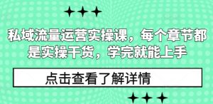 私域流量运营实操课，每个章节都是实操干货，学完就能上手-识享社
