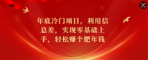 年底冷门项目，利用信息差，实现零基础上手，轻松赚个肥年钱【揭秘】-识享社