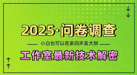 2025问卷调查最新工作室技术解密:一个人在家也可以闷声发大财,小白一天2张,可矩阵放大【揭秘】-识享社