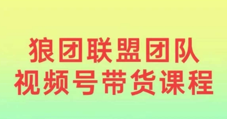 狼团联盟2024视频号带货,0基础小白快速入局视频号-识享社