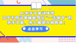 AI杀手文案训练营:几乎不用动笔就能写出“一击必中”的杀手文案,来大幅提升销售额!-识享社