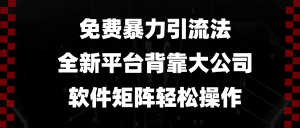 免费暴力引流法，全新平台，背靠大公司，软件矩阵轻松操作-识享社