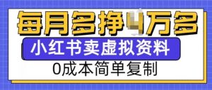 小红书虚拟资料项目，0成本简单复制，每个月多挣1W【揭秘】-识享社