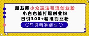 朋友圈小众玩法引流创业粉,小白也能打爆创业粉,日引300+精准创业粉【揭秘】-识享社