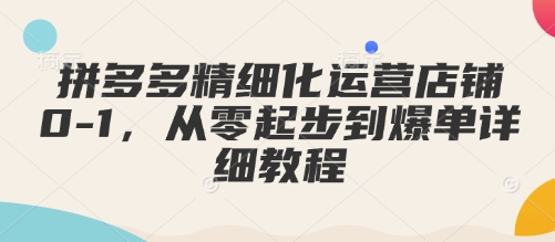 拼多多精细化运营店铺0-1,从零起步到爆单详细教程-识享社