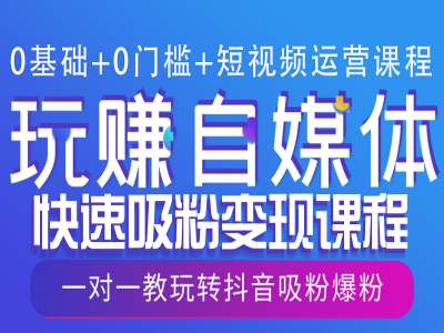 0基础+0门槛+短视频运营课程,玩赚自媒体快速吸粉变现课程,一对一教玩转抖音吸粉爆粉-识享社