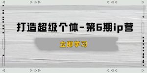 打造 超级个体-第6期ip营:商业认知,产品设计,成交演练,解决知识变现难题-识享社