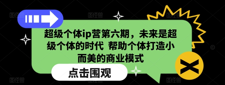 超级个体ip营第六期，未来是超级个体的时代  帮助个体打造小而美的商业模式-识享社