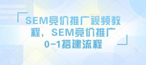 SEM竞价推广视频教程,SEM竞价推广0-1搭建流程-识享社