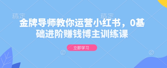 金牌导师教你运营小红书，0基础进阶赚钱博主训练课-识享社
