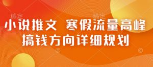 小说推文 寒假流量高峰 搞钱方向详细规划-识享社