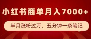 小红书商单最新玩法，半个月涨粉过万，五分钟一条笔记，月入7000+-识享社