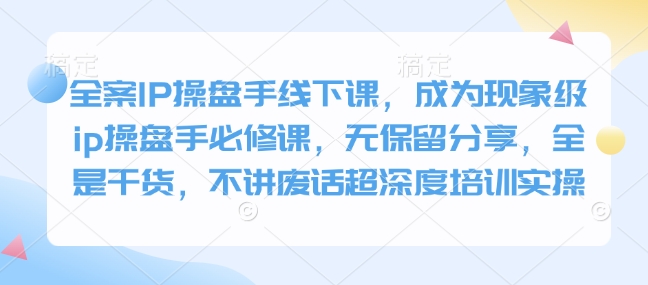 全案IP操盘手线下课，成为现象级ip操盘手必修课，无保留分享，全是干货，不讲废话超深度培训实操-识享社