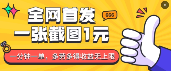 全网首发,一张截图1块钱,一分钟一单,多劳多得,收益无上限-识享社