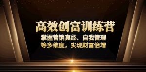 高效创富训练营：掌握营销真经、自我管理等多维度，实现财富倍增-识享社
