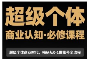 超级个体商业认知觉醒视频课，商业认知·必修课程揭秘从0-1账号全流程-识享社