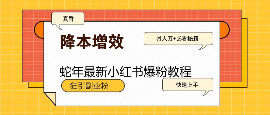 蛇年最新小红书爆粉教程,狂引副业粉,月入万+必看-识享社