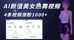 AI颜值美女热舞视频，4条视频涨粉1000+，实测6分钟一条-识享社