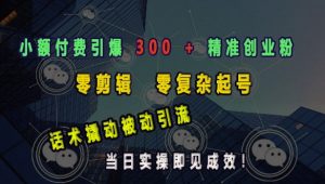 小额付费引爆 300 + 精准创业粉,零剪辑、零复杂起号,话术撬动被动引流,当日实操即见成效-识享社
