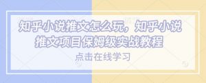 知乎小说推文怎么玩,知乎小说推文项目保姆级实战教程-识享社