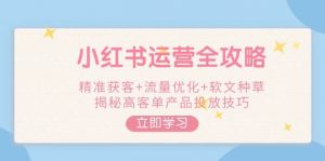 小红书运营全攻略,精准获客+流量优化+软文种草,揭秘高客单产品投放技巧-识享社