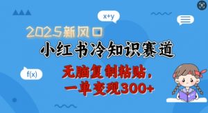 2025新风口,小红书冷知识赛道,无脑复制粘贴,一单变现300+-识享社