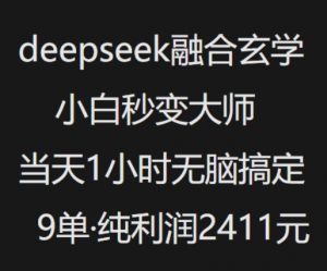 抖音小红书deepseek融合玄学,纯小白秒变大师,当天1小时无脑搞定9单,纯利润上千-识享社
