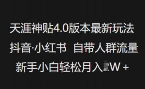 天涯神贴4.0版本最新玩法,抖音·小红书自带人群流量,新手小白轻松月入过W-识享社