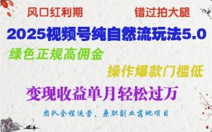 2025视频号纯自然流玩法5.0,绿色正规高佣金,操作爆款门槛低,变现收益单月轻松过万-识享社