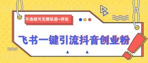 飞书一键引流抖音创业粉,不违规可 无限私信+评论-识享社
