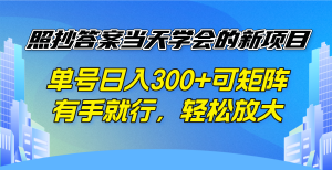 照抄答案当天学会的新项目,单号日入300 +可矩阵,有手就行,轻松放大-识享社