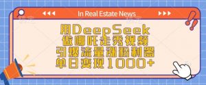 用DeepSeek做哪吒走秀视频,引爆流量涨粉利器,单日变现1k-识享社