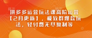 拼多多运营玩法课高阶运营【2月更新】，极致群爆款玩法，轻付费无尽复制等-识享社