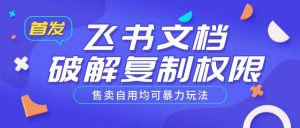 首发飞书文档破解复制权限，售卖自用均可暴力玩法-识享社