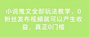 小说推文全部玩法教学，0粉丝发布视频就可以产生收益，真正0门槛-识享社