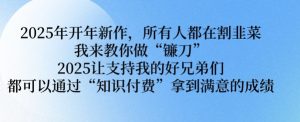 2025年开年新作,所有人都在割韭菜,我来教你做“镰刀” 2025让支持我的好兄弟们都可以通过“知识付费”拿到满意的成绩【揭秘】-识享社