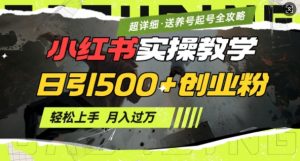 2月小红书最新日引500+创业粉实操教学【超详细】小白轻松上手,月入1W+,附小红书养号起号SOP-识享社
