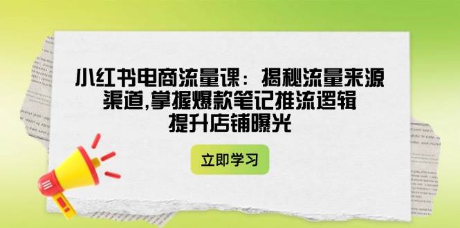 小红书电商流量课:揭秘流量来源渠道,掌握爆款笔记推流逻辑,提升店铺曝光-识享社