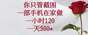 你只管截图，一部手机在家做，一小时120.一天5张【揭秘】-识享社