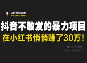 抖音不敢发的暴利项目,在小红书悄悄挣了30W-识享社