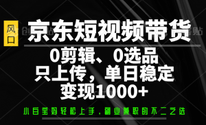 京东短视频带货，0剪辑，0选品，只上传，单日稳定变现1000+-识享社