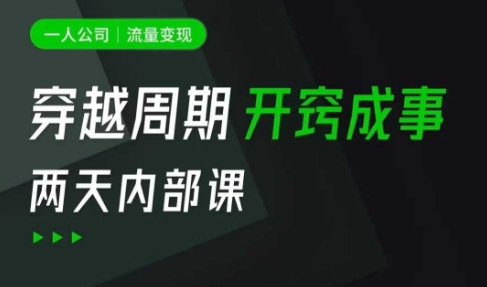 一人公司:流量变现课,一人公司的方法模型拆解, 拆解富人思维,流量思维,小老板思维等-识享社