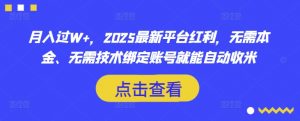 月入过W+，2025最新平台红利，无需本金、无需技术绑定账号就能自动收米-识享社