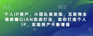 个人IP资产,小团队高变现,互联网全链路赚QIAN实战打法,助你打造个人IP,实现资产不断增值-识享社