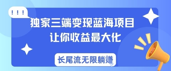 独家三端变现蓝海项目,让你收益最大化,长尾流无限躺挣-识享社