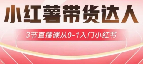 小红薯达人带货启航计划,3节直播课从0-1入门小红书-识享社