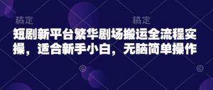 短剧新平台繁华剧场搬运全流程实操，适合新手小白，无脑简单操作-识享社