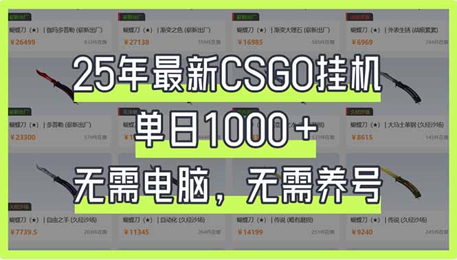 25年最新CSGO挂机系统,单日1000+,无需电脑,无需养号,0基础可上手-识享社
