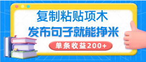 复制粘贴小项目，发布句子就能赚米，单条收益200+-识享社